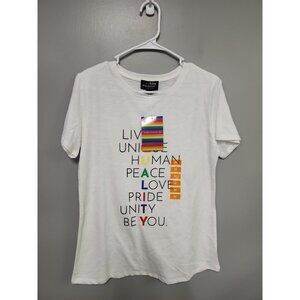 LGBT shirt Feeling Proud Show Your Colors Womens‎ "Loud & Proud" Soft White Sz M